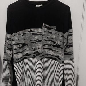 Black cotton long sleeve shirt with print